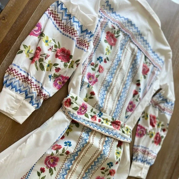 Jealous Tomato White Red Wrap Dress with Bishop Sleeves - Picture 6 of 6